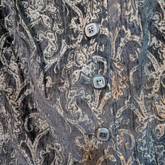 NWOT Linea Domani Black and Gold Jacquard Brocade Dress Coat Size 12 - Picture 7 of 9